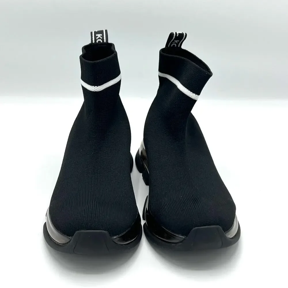Michael Kors Kendra Black White Striped Sock Booties 5.5 Mod Op Art Y2K